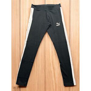 Puma Athletic casual Leggings Womens L Black With White Side Stripes 90’s Y2K